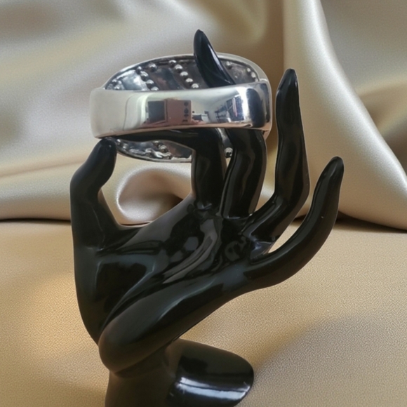 Y2K Multicolor Tile Rhinestone Hinged Cuff Bracelet | Statement Jewelry - Picture 4 of 7